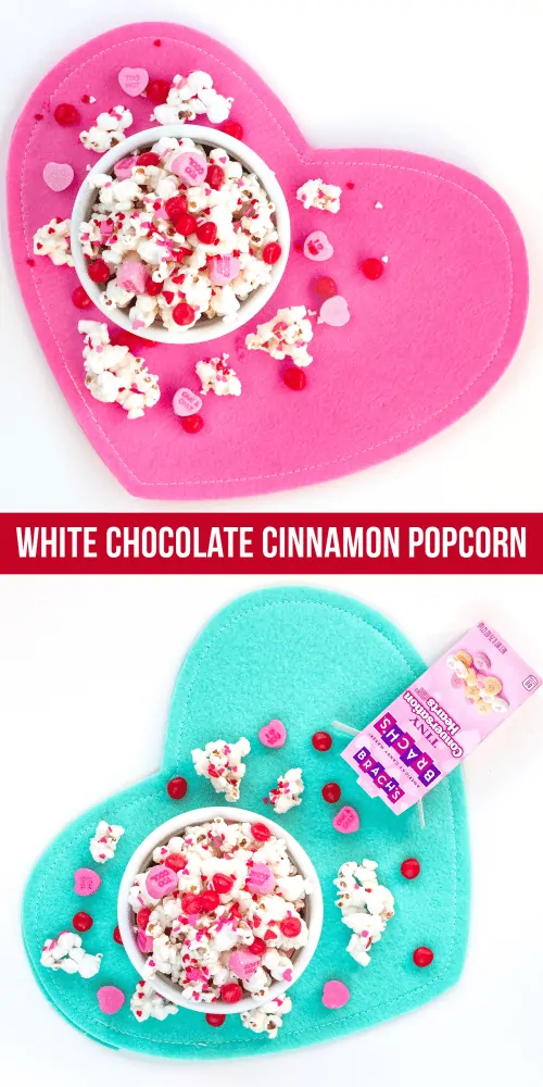 White Chocolate Cinnamon Sweetheart Valentine Popcorn