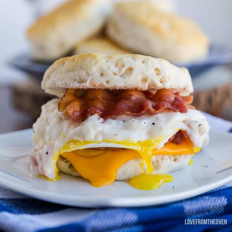 Biscuit And Gravy Breakfast Sandwiches • Love From The Oven