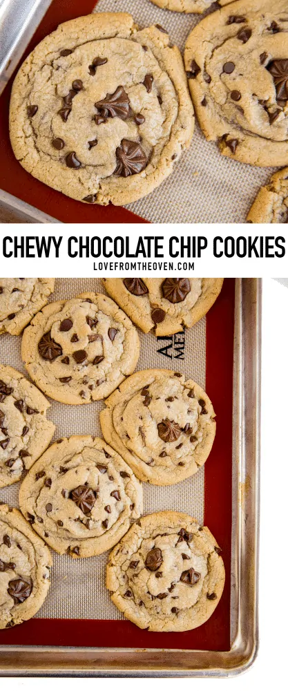 The perfect recipe for chewy chocolate chip cookies packed full of chocolate