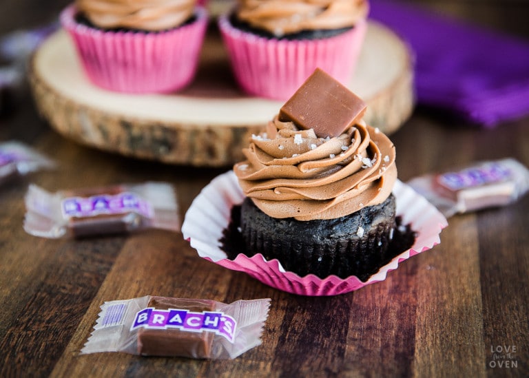 Salted Chocolate Fudge Cupcakes • Love From The Oven