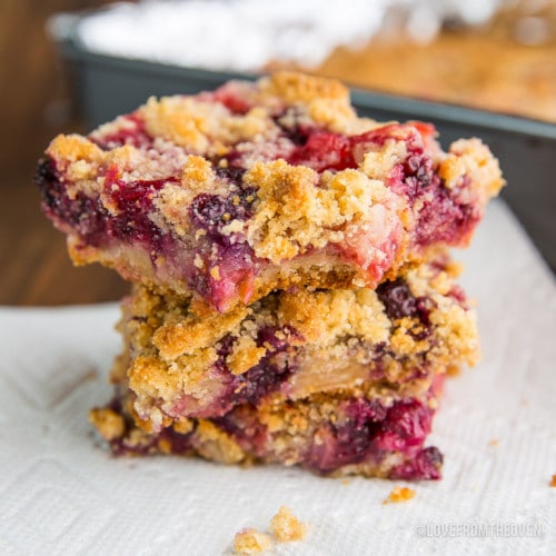 Easy Mixed Berry Crumble Bars • Love From The Oven