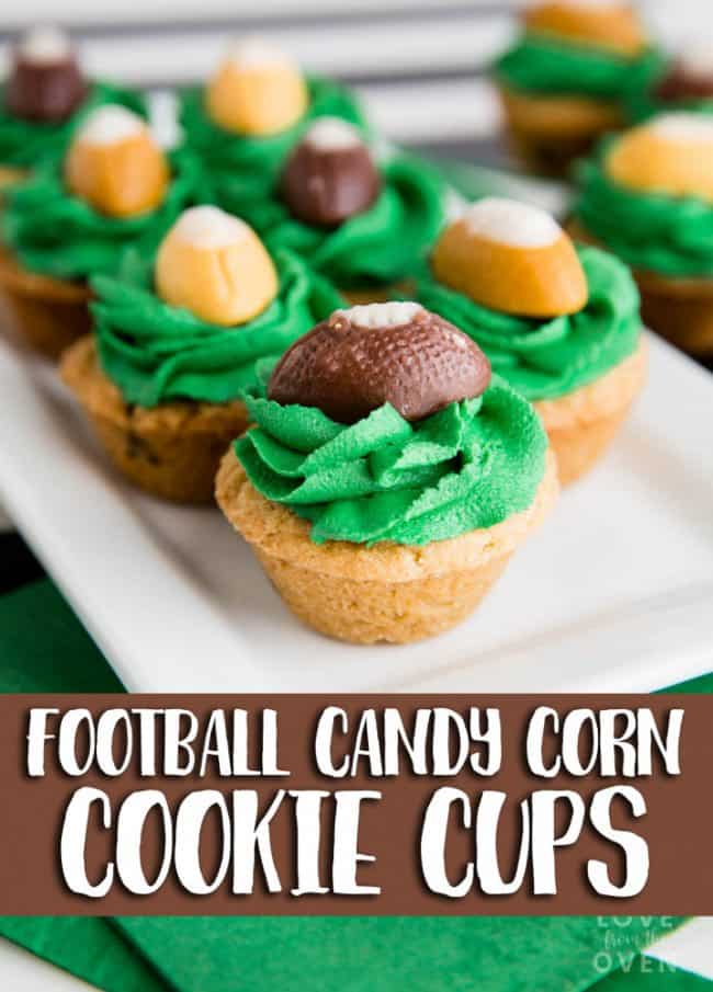 Football Candy Corn Cookie Cups