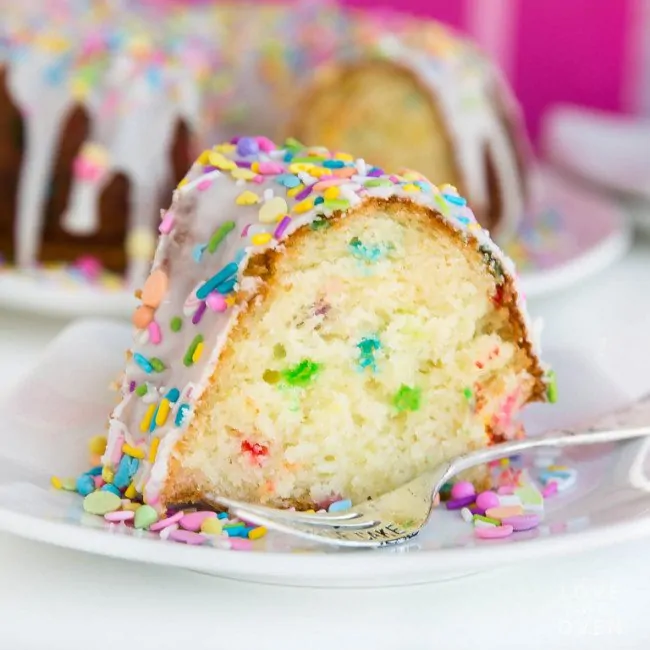 Confetti Bundt Cake - She's Almost Always Hungry