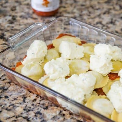 uncooked Easy lasagna in a baking tray