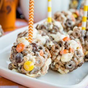 Chocolate Peanut Butter Popcorn Balls