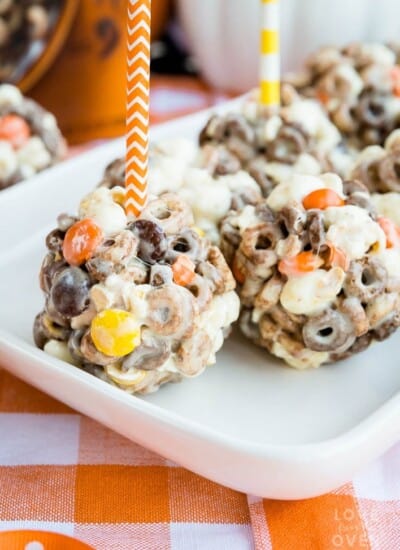 Chocolate Peanut Butter Cheerios Popcorn Balls