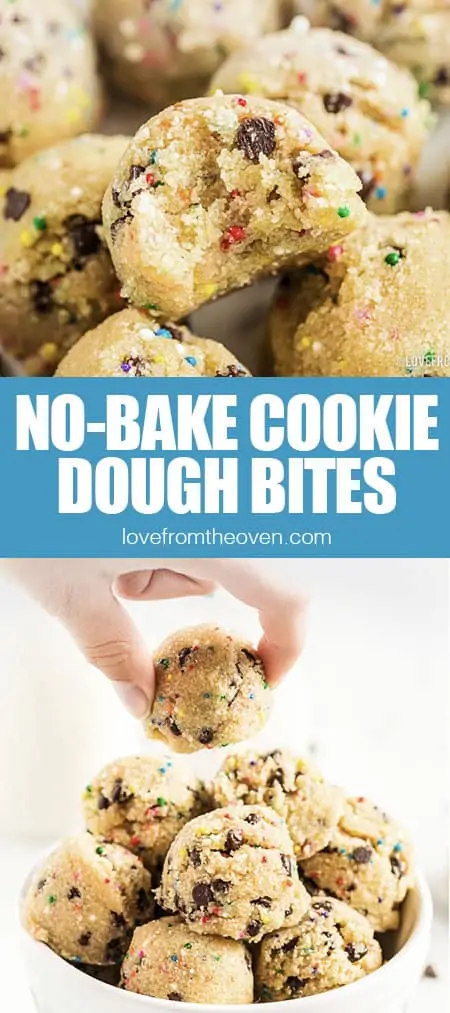 close up photos of cookie dough bites