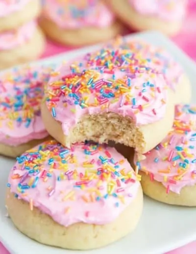 A pile of soft baked cookies