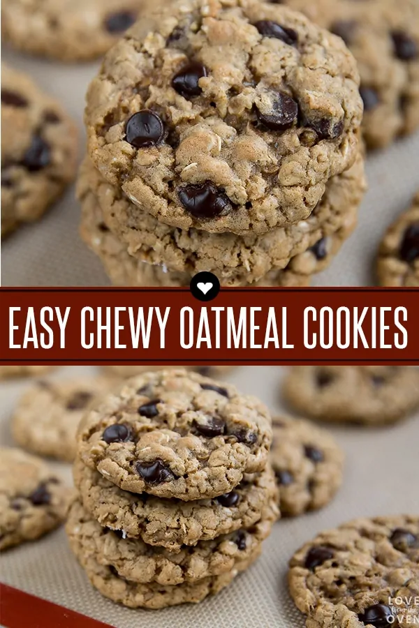 Easy Chewy Oatmeal Cookies Great For Oatmeal Raisin Cookies Or Oatmeal Chocolate Chip Cookies #cookies #cookierecipe #oatmealcookies