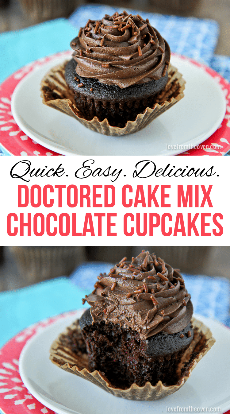 Chocolate Cake Mix Cupcakes • Love From The Oven