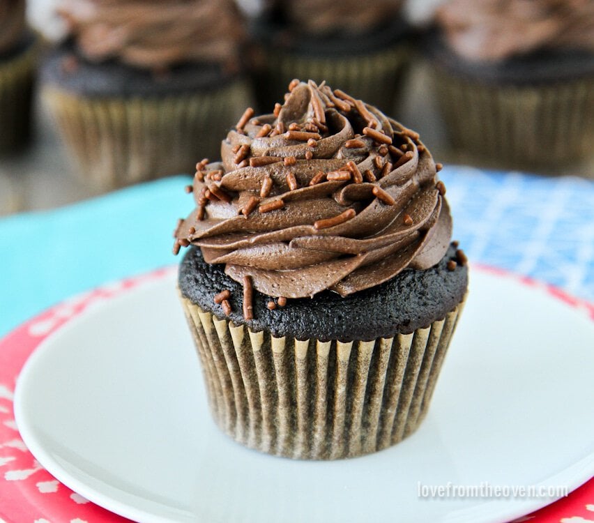 Chocolate Cake Mix Cupcakes • Love From The Oven