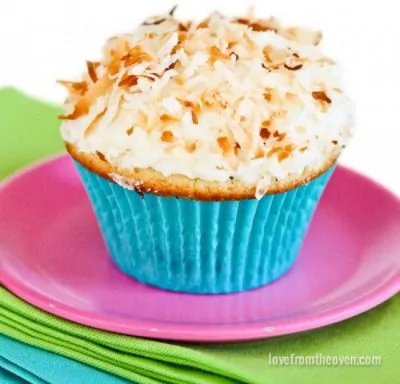Coconut Cream Cupcakes Topped With Toasted Coconut