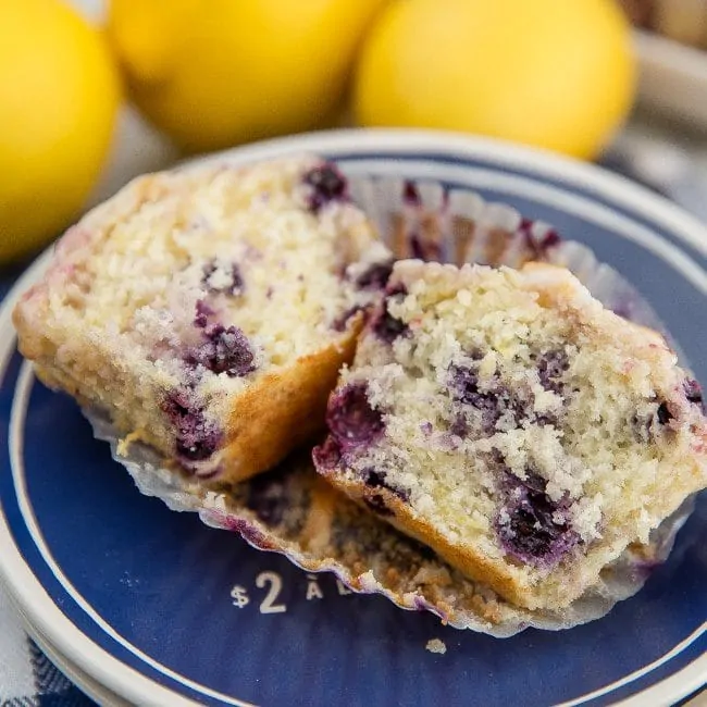 Lemon Blueberry Muffin Cut In Half