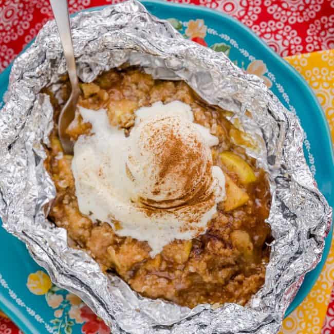 Apple Pie Packets - Hot Apple Pie Ingredients Topped With Ice Cream