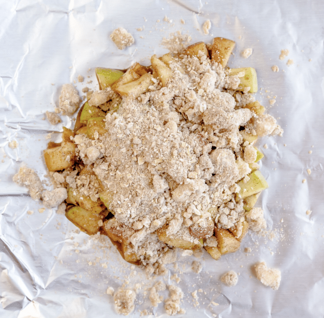 Apple Crisp Mixture On Foil