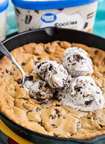 Skillet Cookie Topped With Ice Cream