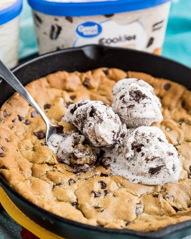 Skillet Cookie Topped With Ice Cream