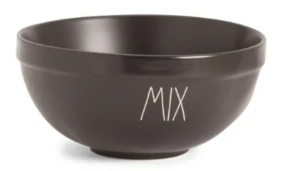 Black Rae Dunn Mixing Bowl with word Mix in white letters