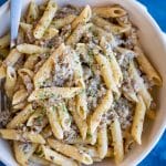 Sausage Pasta in White Bowl