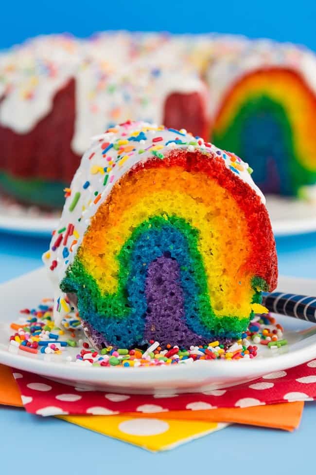 Rainbow Bundt Cake (Using Boxed Cake Mix!)