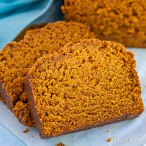 Sliced vegan pumpkin bread