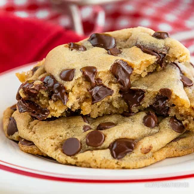 A stack of Chocolate chip cookies
