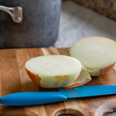 A close up of a sliced onion