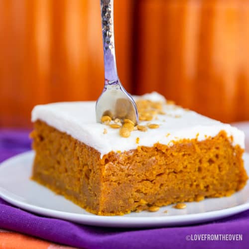 Easy Pumpkin Bars With Cream Cheese Frosting • Love From The Oven