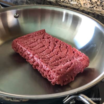 Meat in a metal pan