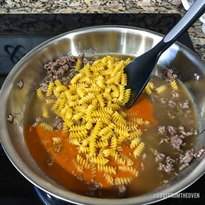 Ingredients in a metal pan