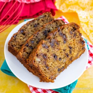 Sliced chocolate chip banana bread