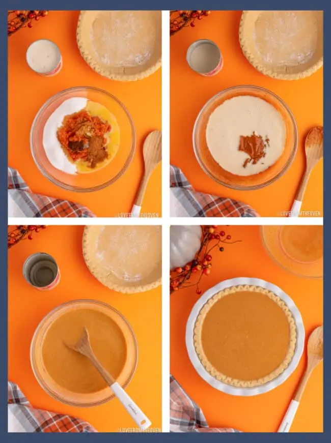step by step photos showing how to make libbys pumpkin pie