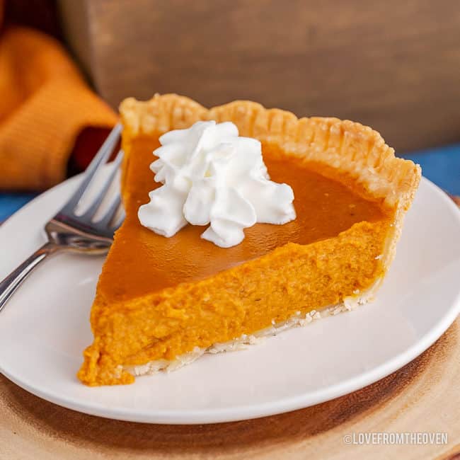 A slice of pumpkin pie