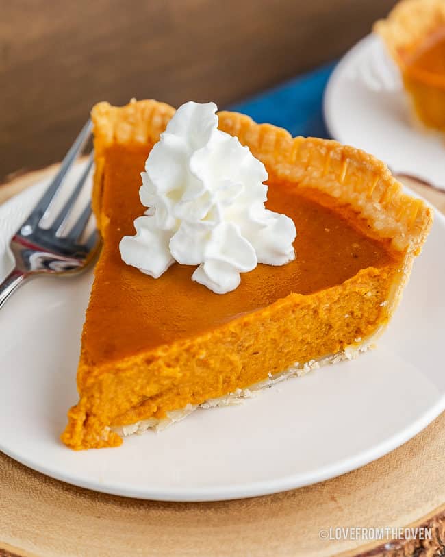 A slice of pumpkin pie