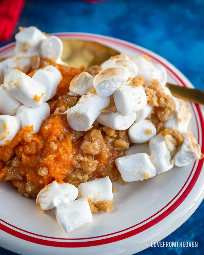 A plate of sweet potato casserole