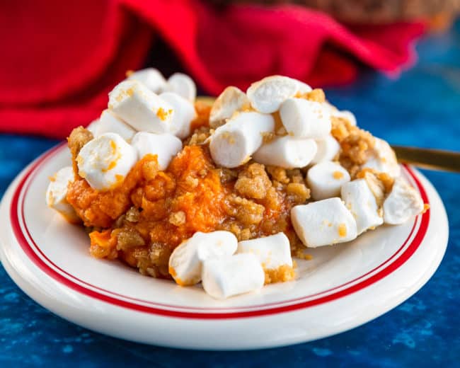 A plate of sweet potato casserole