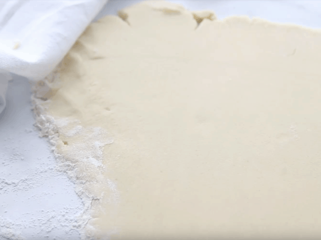 Sugar cookie dough rolled out flat