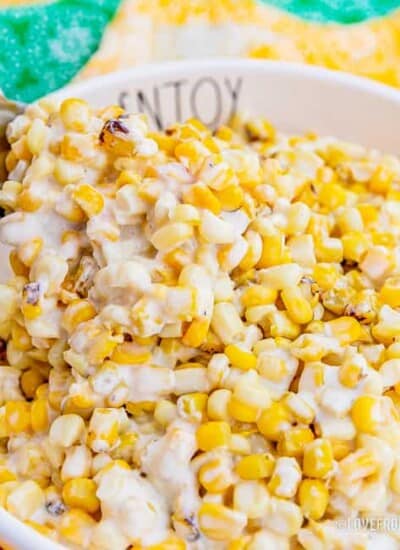 A bowl of crockpot creamed corn