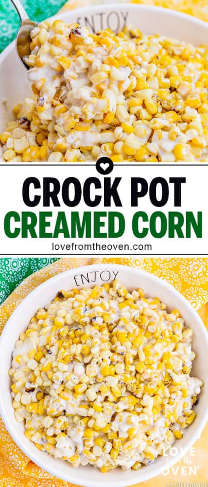 Several images of crockpot creamed corn
