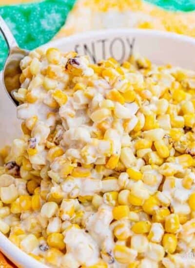 A bowl of crockpot creamed corn
