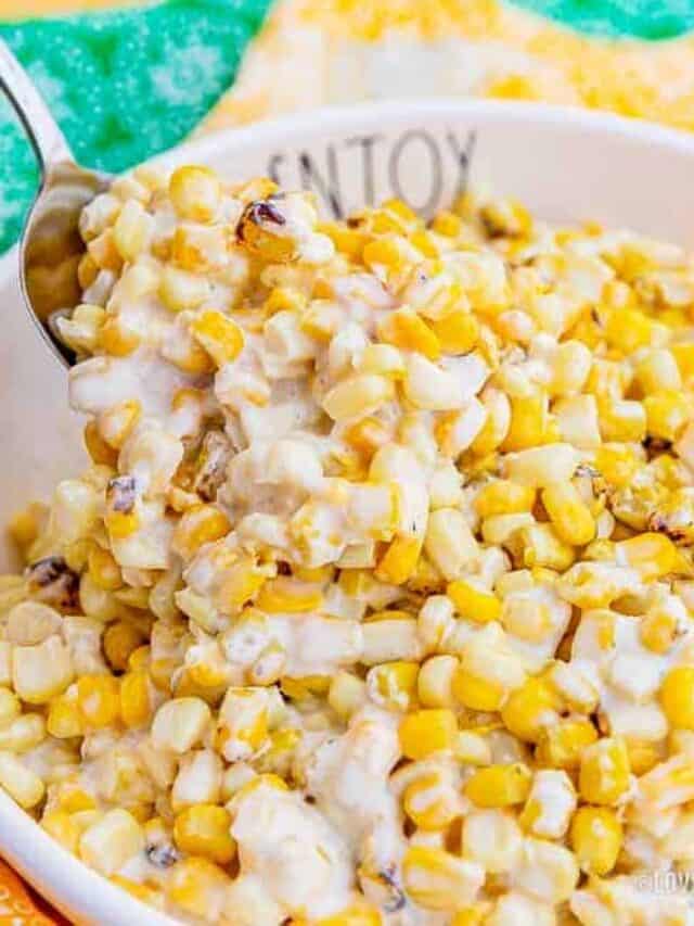 A bowl of crockpot creamed corn