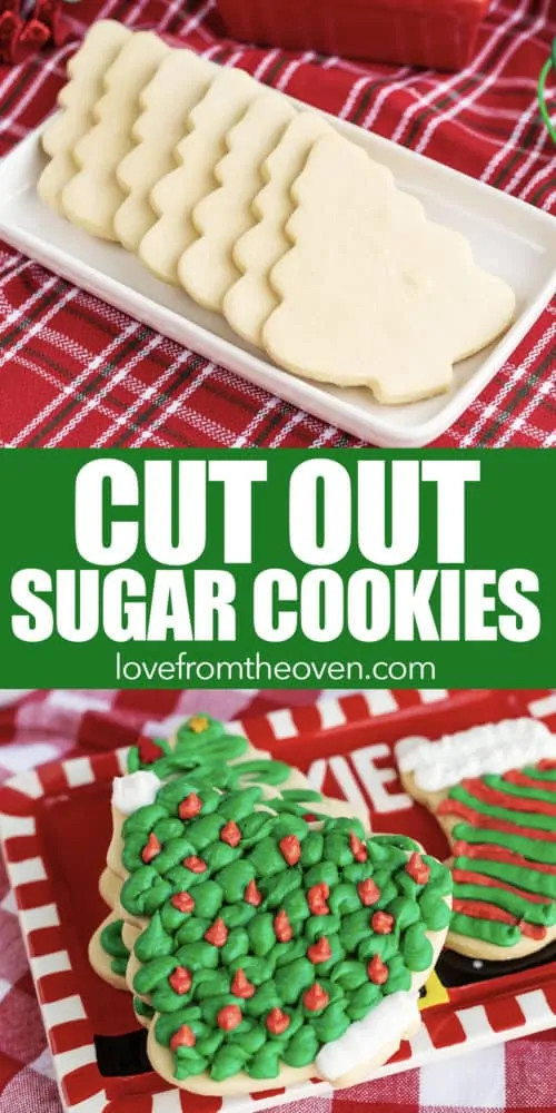 Several photos of cut out sugar cookies