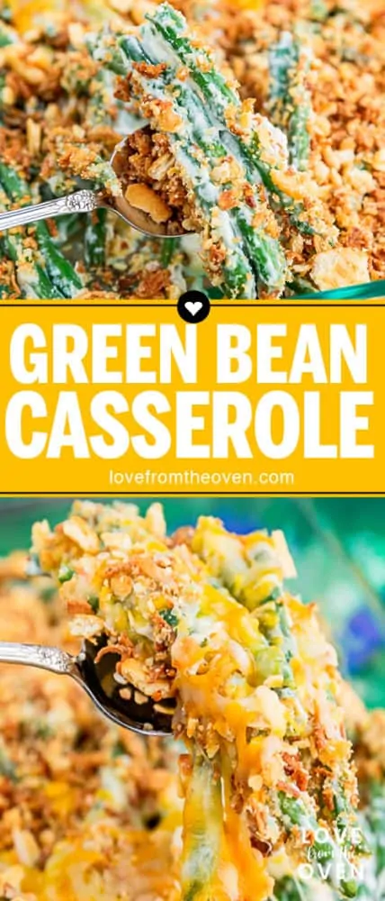 Several photos of green bean casserole