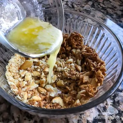 Ingredients for green bean casserole in a bowl