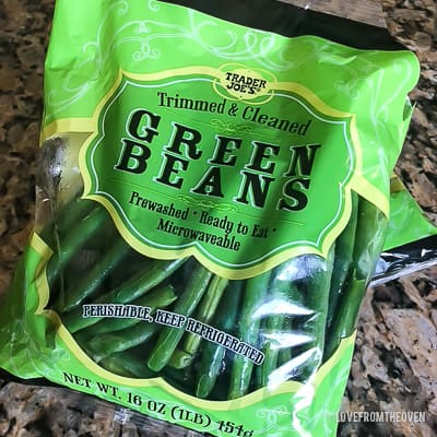 A bag of green beans