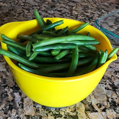 Green beans in a yellow bowl