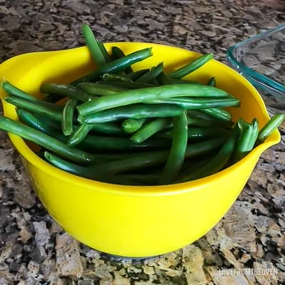 Green beans in a yellow bowl