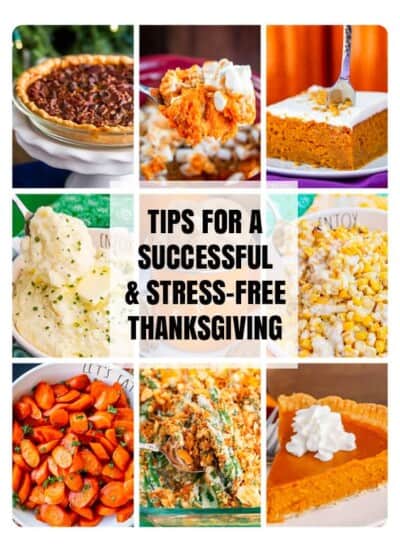 Several photos of Thanksgiving food items