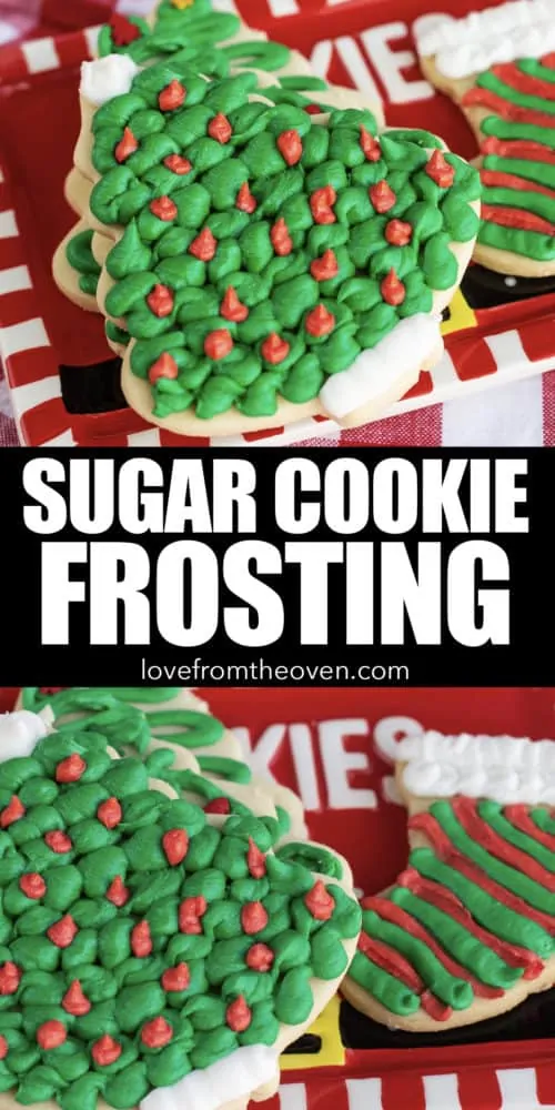 Several images of frosted sugar cookies