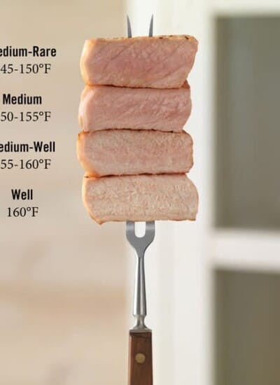 A diagram of pork cooking temperatures